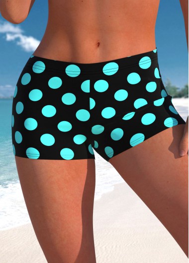 Mid Waisted Cyan Polka Dot Swim Shorts