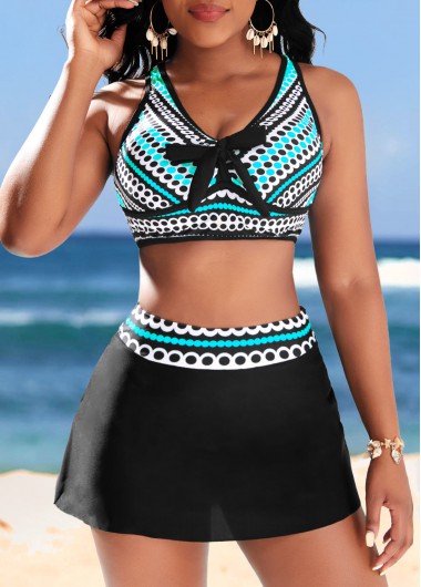 Polka Dot Criss Cross Cyan Bikini Top