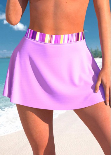 Striped High Waisted Light Purple Pantskirt