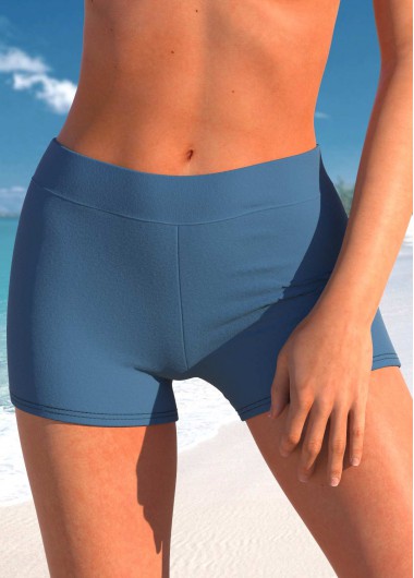High Waisted Stretch Navy Swim Shorts