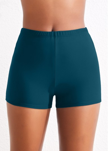 Mid Waisted Peacock Blue Swimwear Shorts