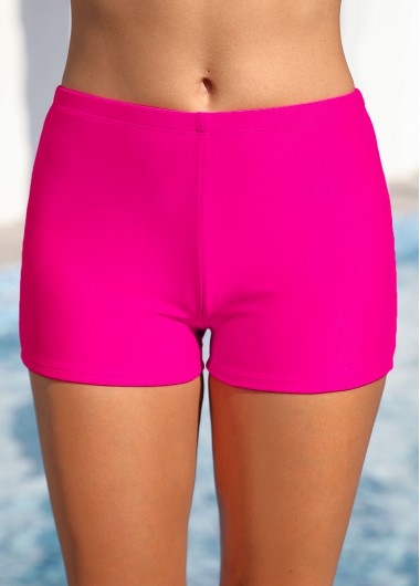 Mid Waisted Hot Pink Stretch Swim Shorts