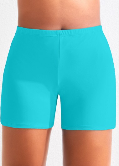 High Waisted Neon Blue Plus Size Swim Shorts