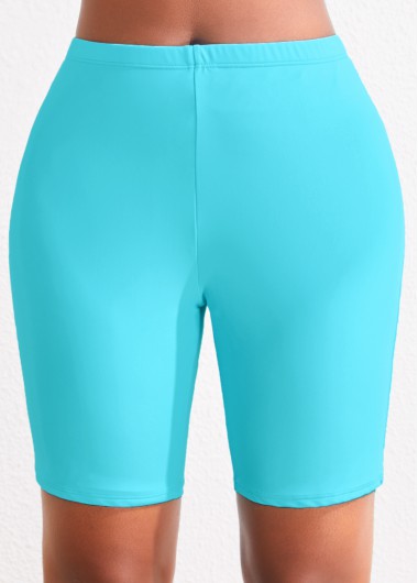 High Waisted Neon Blue Plus Size Swim Shorts