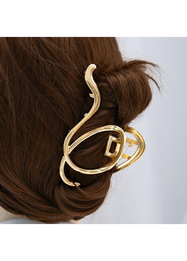 Gold Design Metal Detail Asymmetry Barrette