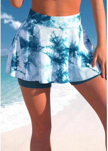 Tie Dye High Waisted Print Peacock Blue Pantskirt