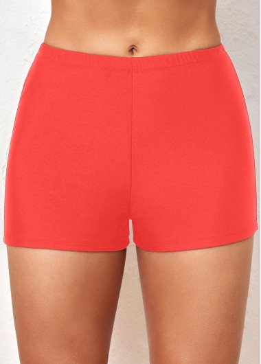 Mid Waisted Coral Red Swim Shorts