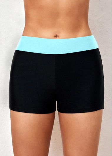 Mid Waisted Contrast Light Blue Swim Shorts