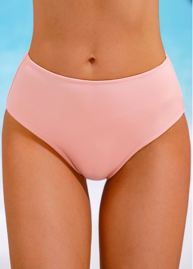 Mid Waisted Pink Stretch Bikini Bottom