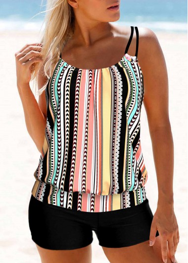 ROTITA Multi Color Double Straps Tankini Top