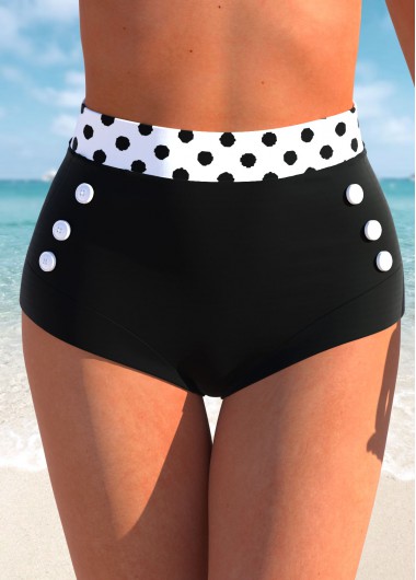High Waisted White Polka Dot Bikini Bottom