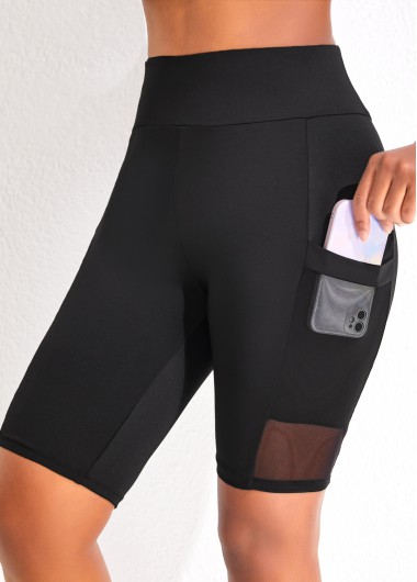 ROTITA Black Pocket High Waisted Beach Shorts