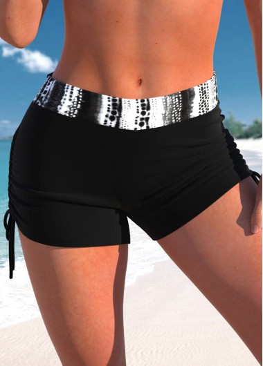 Tie Dye Print Black Mid Waisted Swim Shorts