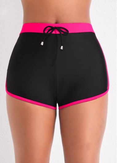 ROTITA Black Drawstring Mid Waisted Swim Shorts