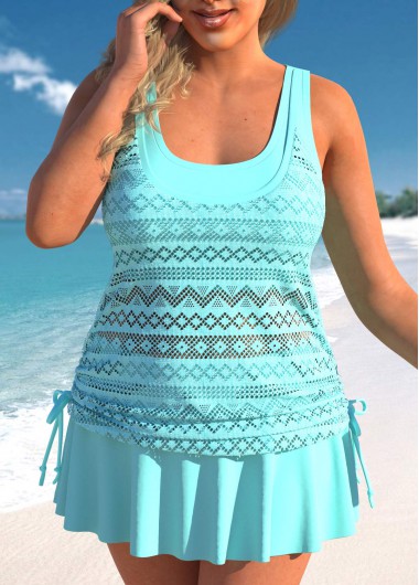 Cyan Plus Size Layered Tankini Top