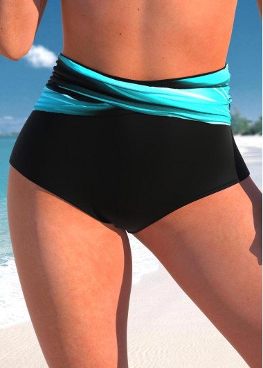 ROTITA Cyan Ombre High Waisted Bikini Bottom
