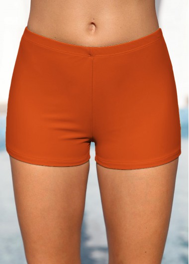 Skinny Mid Waisted Orange Swim Shorts
