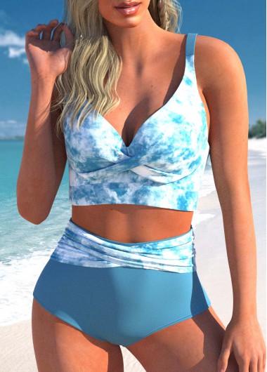 ROTITA Criss Cross Dusty Blue Bikini Top