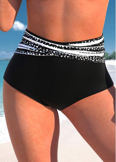 ROTITA Black Polka Dot High Waisted Bikini Bottom