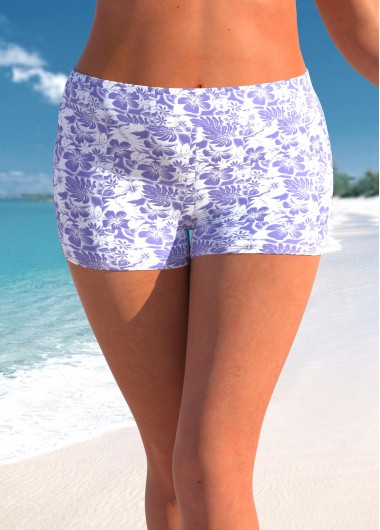 Mid Waisted Light Purple Plus Size Swim Shorts