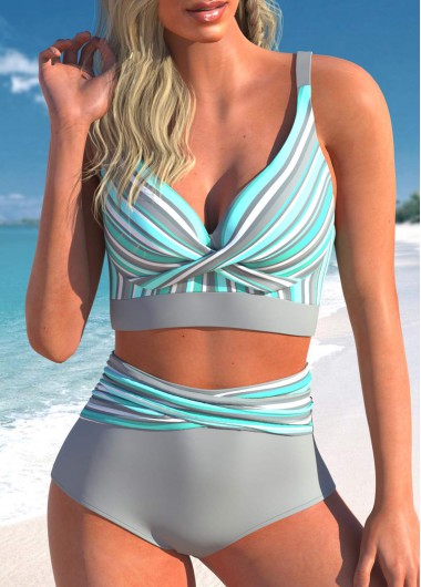 ROTITA Criss Cross Light Grey Bikini Top