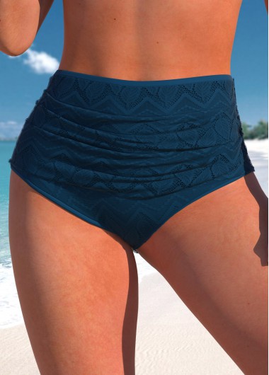 High Waisted Ruched Peacock Blue Bikini Bottom