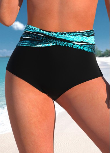 Striped Black High Waisted Bikini Bottom