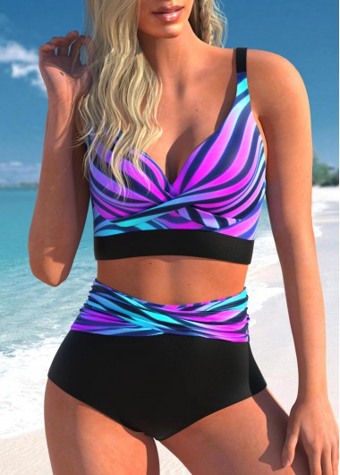 Ombre Criss Cross Multi Color Bikini Top