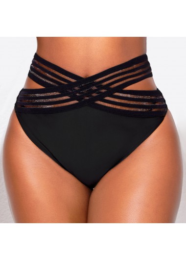 Criss Cross High Waisted Black Bikini Bottom