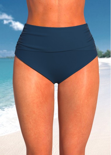 High Waisted Skinny Peacock Blue Bikini Bottom