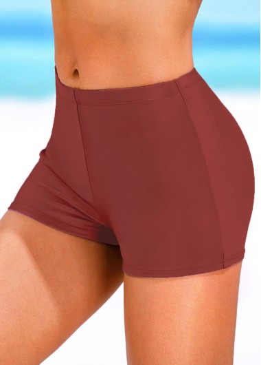 Mid Waisted Deep Red Stretch Swim Shorts