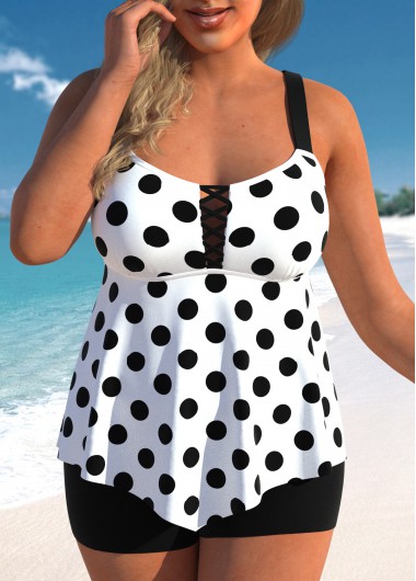 Plus Size Polka Dot Tankini Top