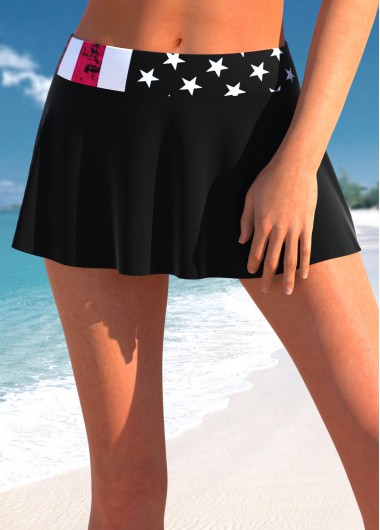 Flag Print Black Mid Waisted Pantskirt