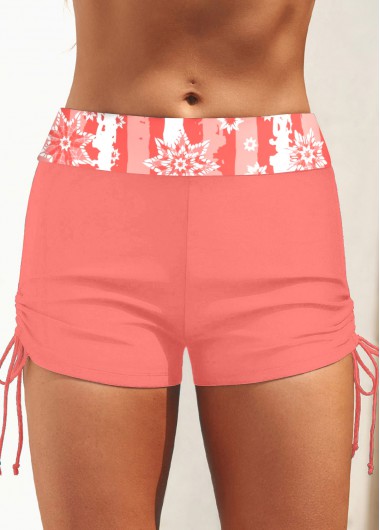 ROTITA Coral Geometric Print Mid Waisted Swim Shorts