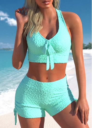 ROTITA Criss Cross Mint Green Bowknot Bikini Top
