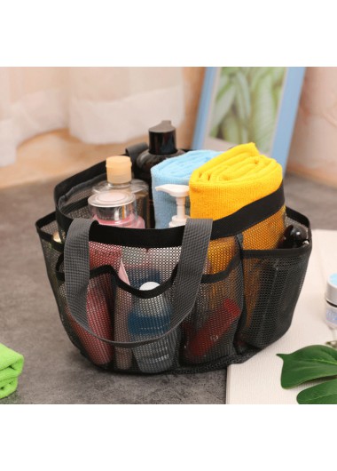 Open Black Mesh Polyester Hand Bag