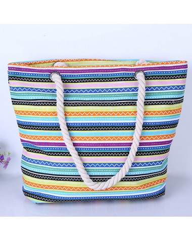 Striped Zip Multi Color Hand Bag