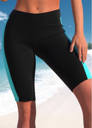 ROTITA Cyan Contrast Mid Waisted Swim Shorts