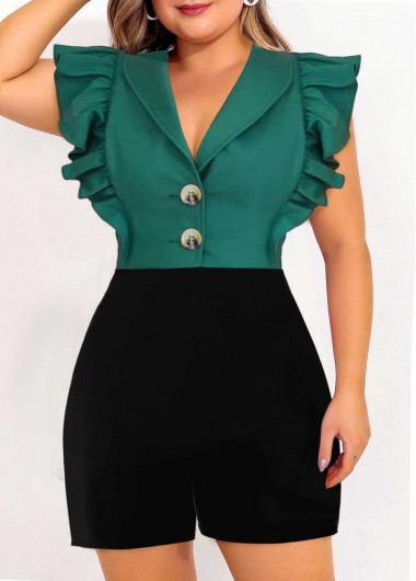 Plus Size Sleeveless Shawl Collar Regular Romper