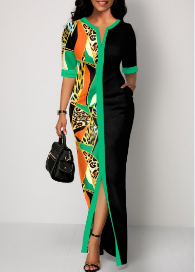 Leopard Split Multi Color Maxi Dress