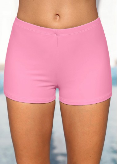 Skinny Mid Waisted Pink Swim Shorts