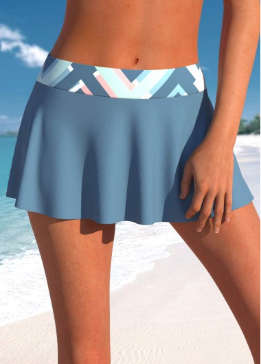 Geometric Print Dusty Blue Mid Waisted Pantskirt