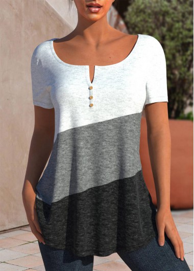 Dark Grey Marl Short Sleeve Split T Shirt
