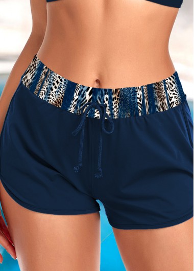 Plus Size Mid Waisted Leopard Swim Shorts