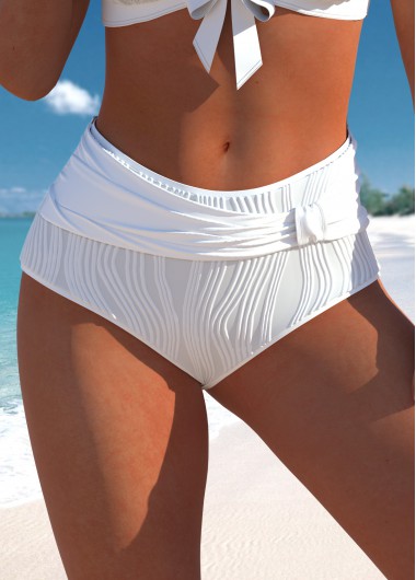 Skinny Mid Waisted White Bikini Bottom