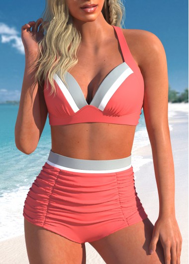 Tie Back Criss Cross Coral Bikini Top