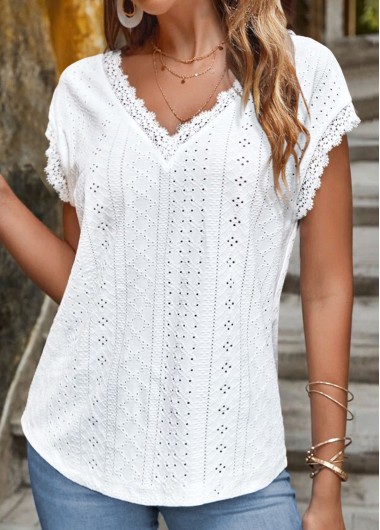 Plus Size Short Sleeve V Neck T Shirt