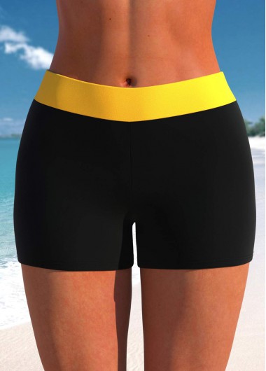 ROTITA Yellow Mid Waisted Contrast Swim Shorts
