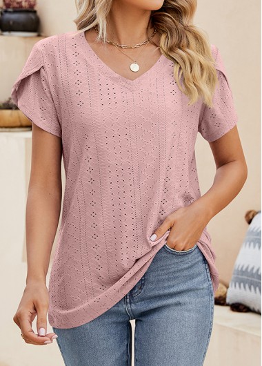 Dusty Pink V Neck Lightweigh T Shirt