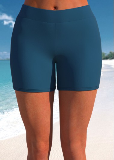 Mid Waisted Peacock Blue Stretch Swim Shorts